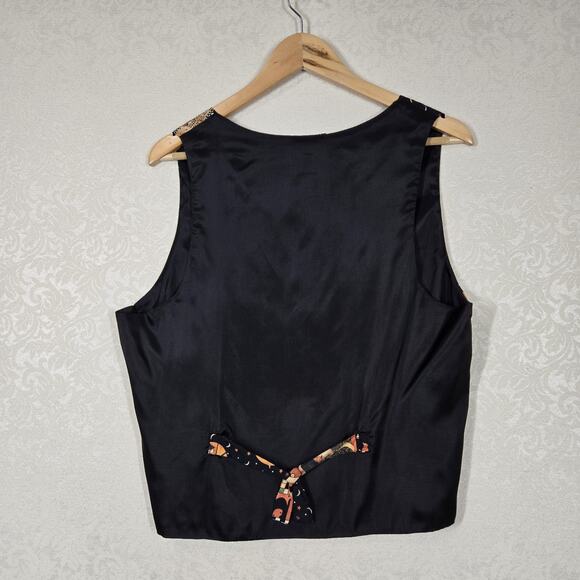 VTG 111 Main Halloween Vest L Black Orange Witch Pumpkins Black Cat Trick Treat - Picture 5 of 10
